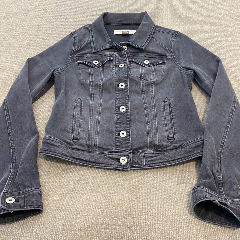 Pilcro And The Letterpress Denim Jacket Womens Small Gray Stretch Boho Button